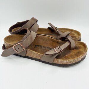 Birkenstock Yara Brown Leather Sandals Ankle Strap Size 39 Women's